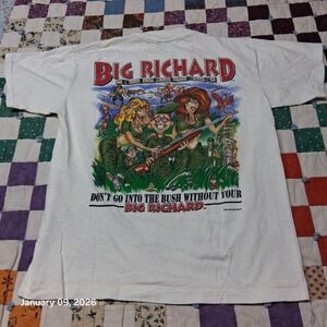 Vintage Big Richard Funny Sex Humor Graphic T Shirt Medium White 90s Single